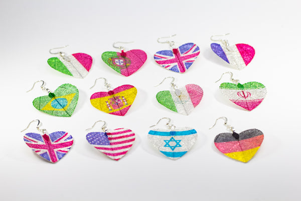 HeartShaped NationalFlag Earrings